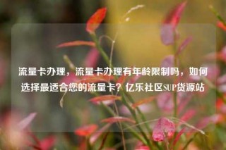 流量卡办理，流量卡办理有年龄限制吗，如何选择最适合您的流量卡？亿乐社区SUP货源站